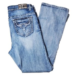 Grace in LA Womens Sz 18 Western Longhorn MidRise Easy Fit Bootcut Stretch Jeans
